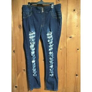 Jack David blue jean jeggings woman plus size 18 destroyed destructed